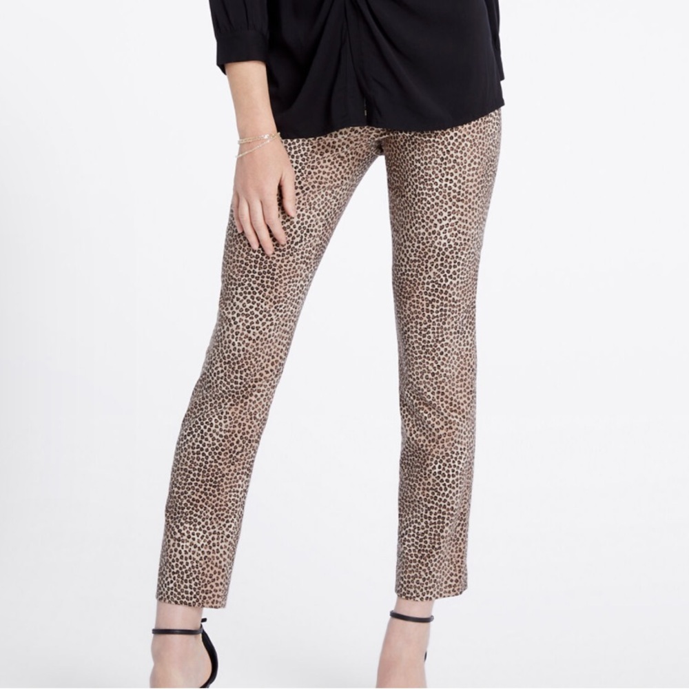 Nic & Zoe Savanna Spot Wonderstretch Pants Womens Size 10 Cheetah Pull On Ankle